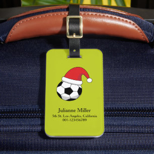 Etiqueta De Bagagem Futebol de Natal - Bola Santa Claus - Personalizar