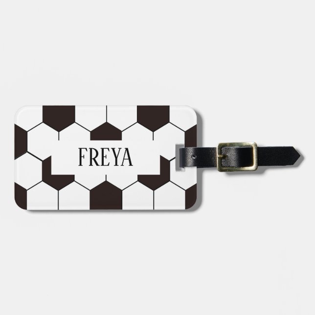 Etiqueta De Bagagem Futebol infantil Padrão de futebol Aniversário do  (Frente Horizontal)