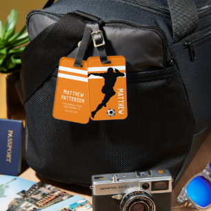 Etiqueta De Bagagem Futebol personalizado preparado Viagem de Orange
