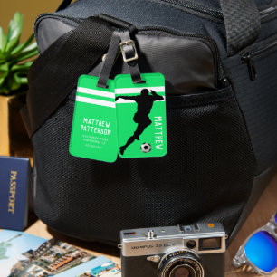 Etiqueta De Bagagem Futebol personalizado preparado  Viagem Verde do j