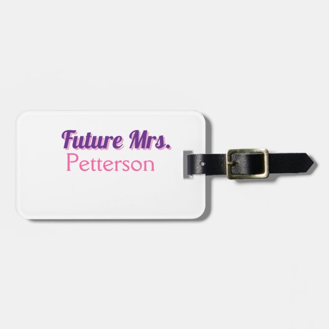 Etiqueta De Bagagem Futuro nome Sra adicionar noiva casamento despedid (Frente Horizontal)