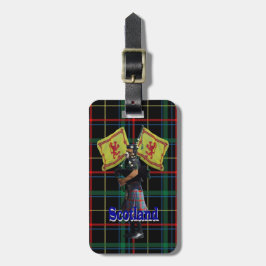 Etiqueta De Bagagem Gaiteiro escocês no tartan