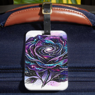 Etiqueta De Bagagem Galáxia Celestial Rosa Nebulosa Espiral Produto Pe