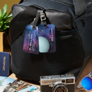 Etiqueta De Bagagem Galáxia Roxa do Espaço Solar do Sistema Solar do