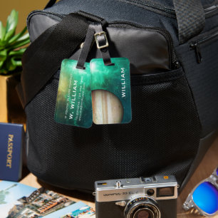 Etiqueta De Bagagem Galáxia Verde Espacial do Sistema Solar Planeta J