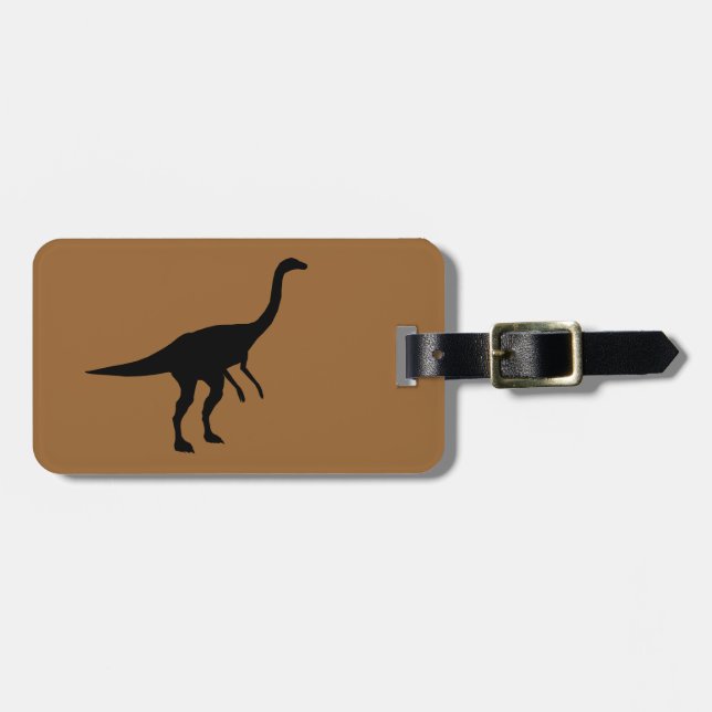 Etiqueta De Bagagem Gallimimus Dino Dinosaur Silhouette (Frente Horizontal)