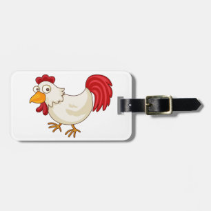 Etiqueta De Bagagem Galo de desenho animado frango branco