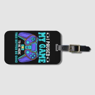Etiqueta De Bagagem Gamer Shirt Boys Men Crianças Pausaram Meu Jogo Pa