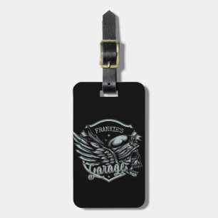 Etiqueta De Bagagem Garagem de motocicleta de Biker Skull Wings