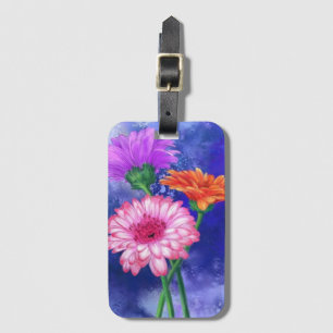 Etiqueta De Bagagem Garganta Gerberas de Três Cores - Desenho de Arte