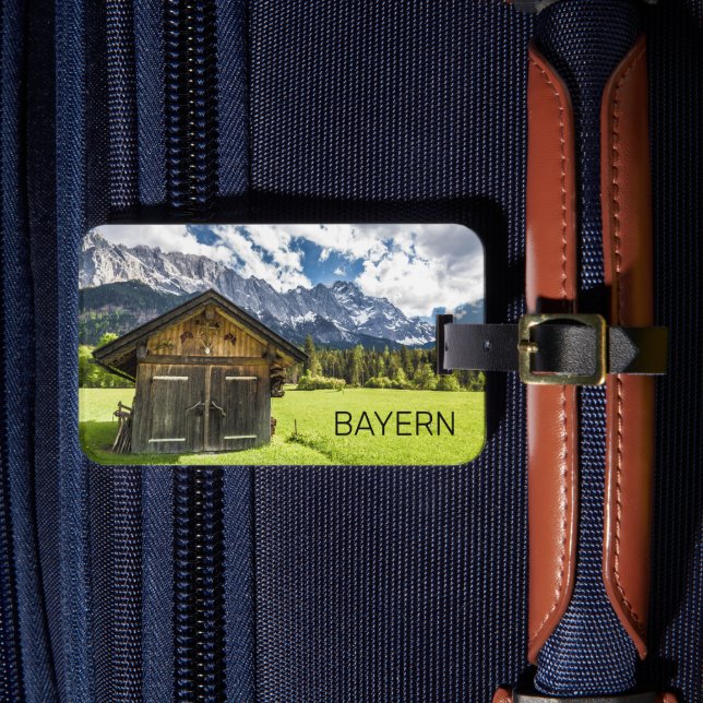 Etiqueta De Bagagem Garmisch Partenkirchen Bavaria Alpes Panorama (Frente Insitu 4)