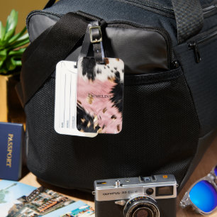 Etiqueta De Bagagem Garota Dourada Negra Negra Negra Negra Menina Cowh