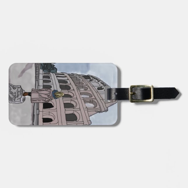 Etiqueta De Bagagem Garota em frente a Colosseum. (Frente Horizontal)