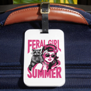 Etiqueta De Bagagem Garota Feral Vintage Verão Opossum Divertido Mapac