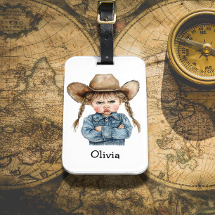 Etiqueta De Bagagem Garota rabugenta personalizada na Jaqueta Denim