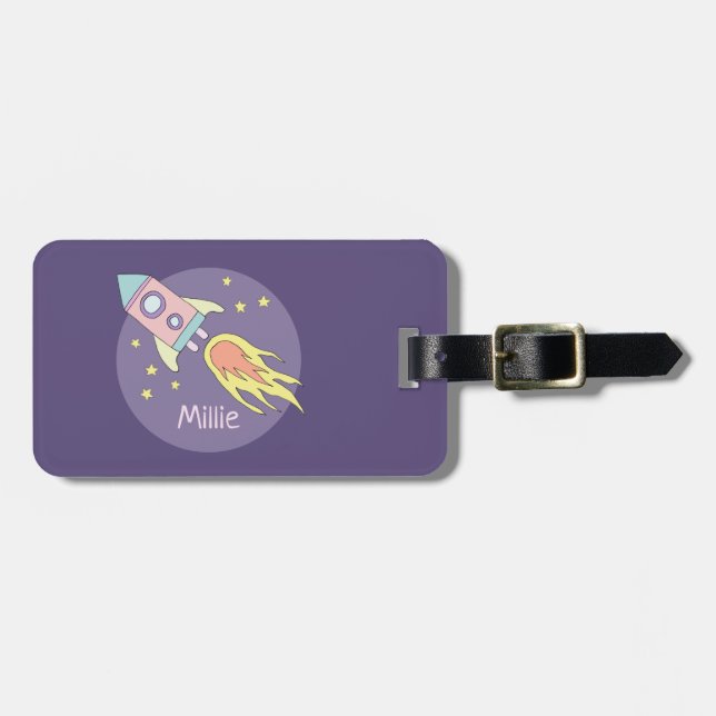 Etiqueta De Bagagem Garotas Roxas Galáxias (Frente Horizontal)