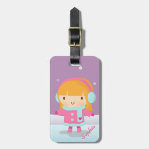 Etiqueta De Bagagem Garotinha Bonita de Patins no Gelo Personalizado R