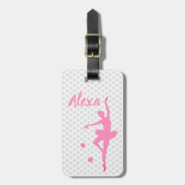 Etiqueta De Bagagem Garrafa rosa-rosa personalizada Ballerina (Frente Vertical)