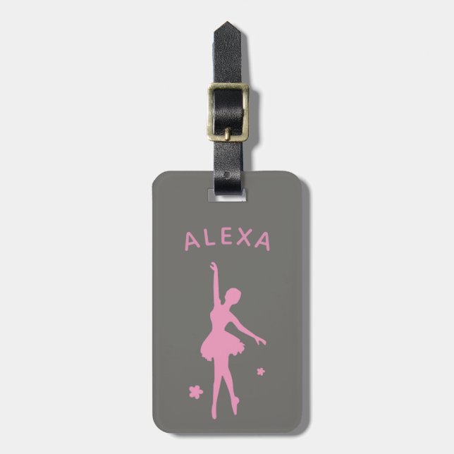 Etiqueta De Bagagem Garrafa rosa-rosa personalizada Ballerina (Frente Vertical)