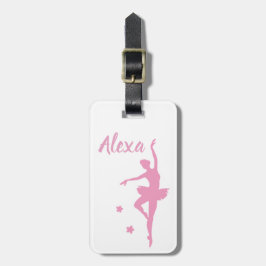 Etiqueta De Bagagem Garrafa rosa-rosa personalizada Ballerina
