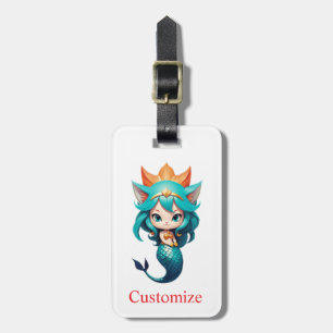 Etiqueta De Bagagem Gatinha Fofa Sereia Thunder_Cove