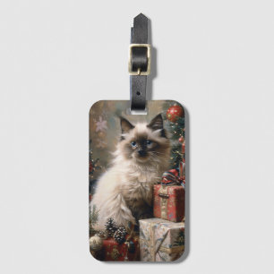 Etiqueta De Bagagem Gatinho Balinês, Gatinho, Natal, Retrato