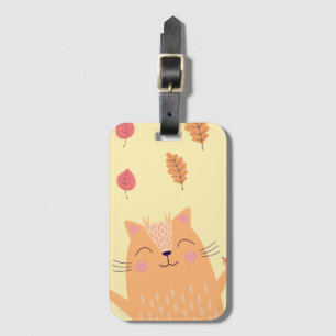 Etiqueta De Bagagem Gatinho Laranja Gengibre Fofo Brincando nas Folhas