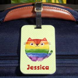Etiqueta De Bagagem Gatinho Orgulhoso Fofo Aquarela Personalizado