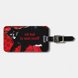 Etiqueta De Bagagem Gatinho Tuxedo sobre Red Rug