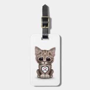 Etiqueta De Bagagem Gato bonito do gatinho com o coração coreano sul