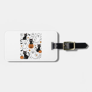 Etiqueta De Bagagem Gato Boo Fantasma de Halloween Adorável