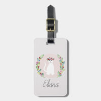 Gato branco bonito das meninas com flores e miúdos