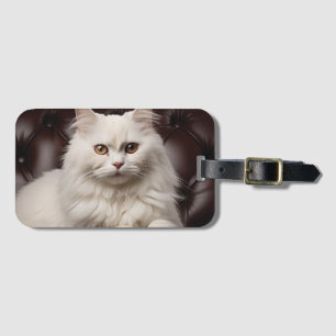 Etiqueta De Bagagem Gato branco majestoso