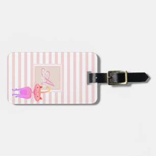 Etiqueta De Bagagem Gato Caprichoso Listra Rosa Personalizado com Mo