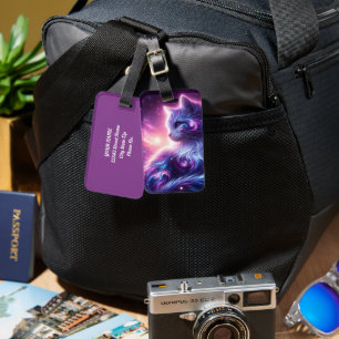 Etiqueta De Bagagem Gato Celestial Místico da Galáxia Cósmica