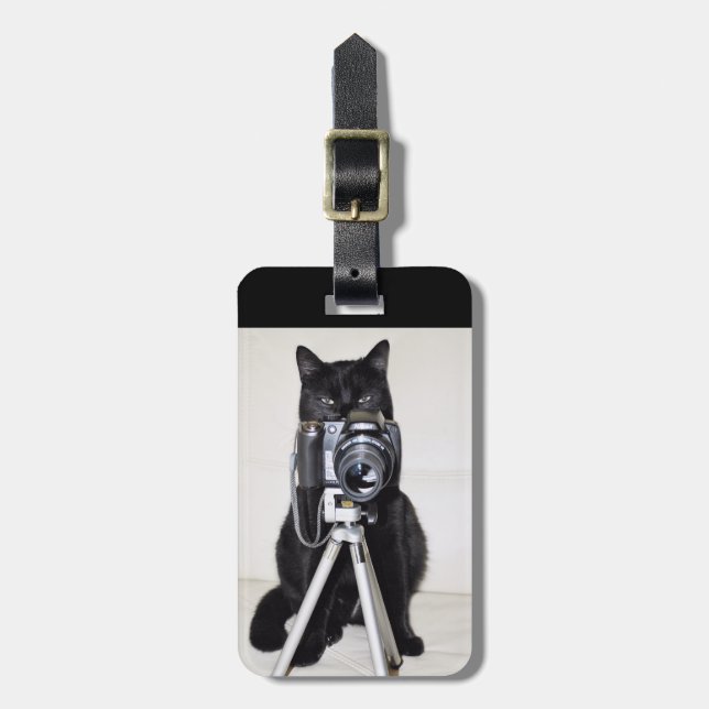 Etiqueta De Bagagem Gato com a câmera (Frente Vertical)