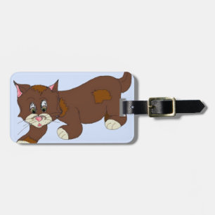 Etiqueta De Bagagem Gato de Desenho Animado Furtivo