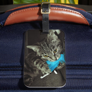 Etiqueta De Bagagem Gato de gato malhado com a pena por Shirley Taylor