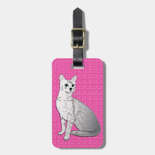 Etiqueta De Bagagem Gato de Mau do egípcio - fundo cor-de-rosa fúcsi