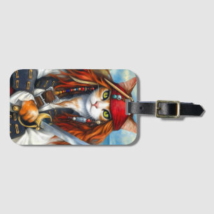 Etiqueta De Bagagem Gato de Pirata de Swashbuckler   Fantasy Character