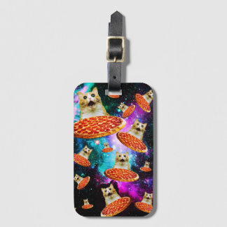 Etiqueta De Bagagem Gato de pizza espacial engraçado