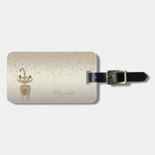 Etiqueta De Bagagem Gato Elegante e Estiloso - Confeite Diamante de Fo