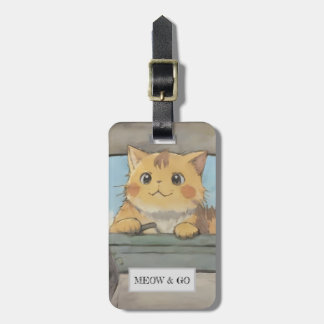 Etiqueta De Bagagem Gato Ginger Fofo Meow e Vá Personalizado Viagem