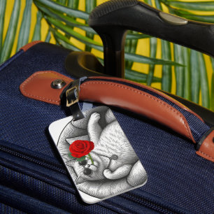 Etiqueta De Bagagem Gato Legal e Gorducho com Arte de Desenho Vintage
