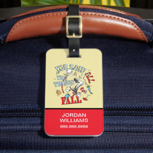 Etiqueta De Bagagem Gato no Chapéu   Vimos Todas As Coisas Cair