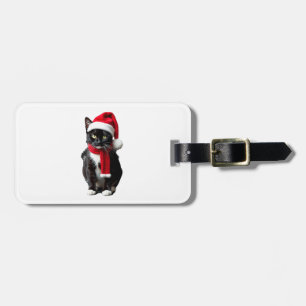 Etiqueta De Bagagem Gato Preto Feio do Natal Chapéu de Papai Noel Cach