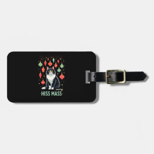 Etiqueta De Bagagem Gato Tuxedo de Natal com Decorações de Feriado Mer