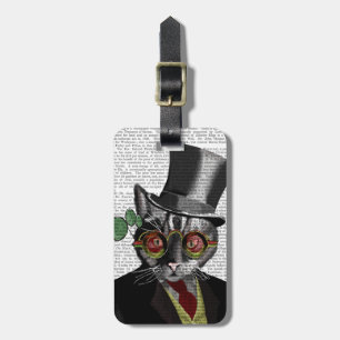 Etiqueta De Bagagem Gato Vapor - Chapéu Superior e óculos amarelos ver