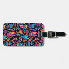 Etiqueta De Bagagem Gatos Abstrato coloridos