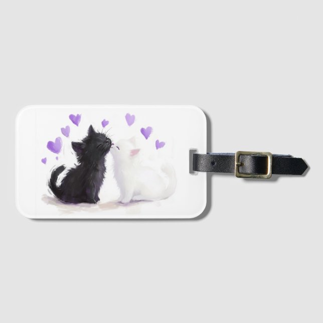 Etiqueta De Bagagem Gatos-Beijo Adoráveis (Frente Horizontal)